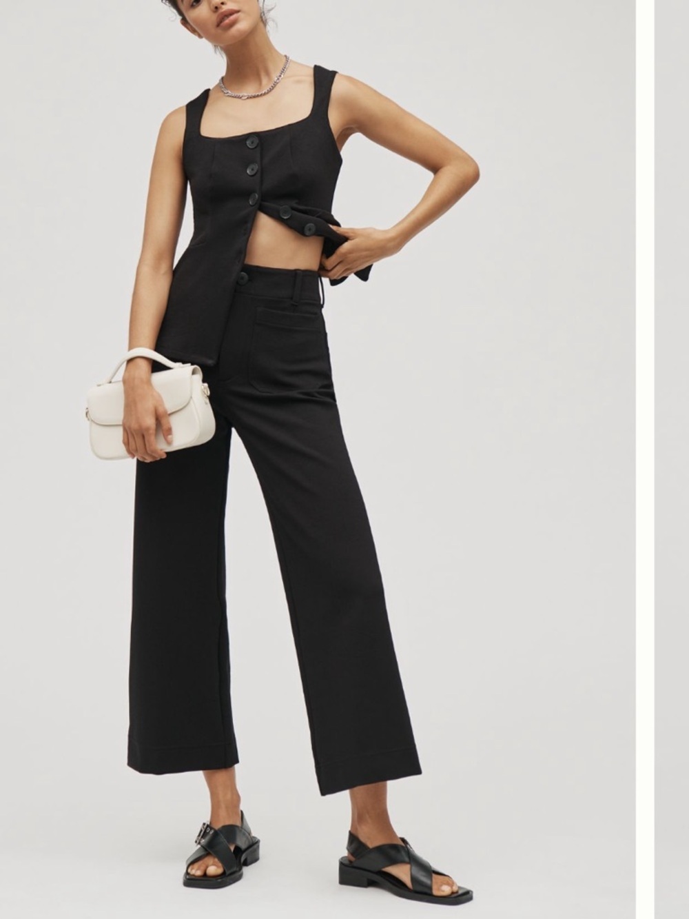 Anthropologie Maeve Colette Cropped Wide Leg Pants black Knit Edition 26